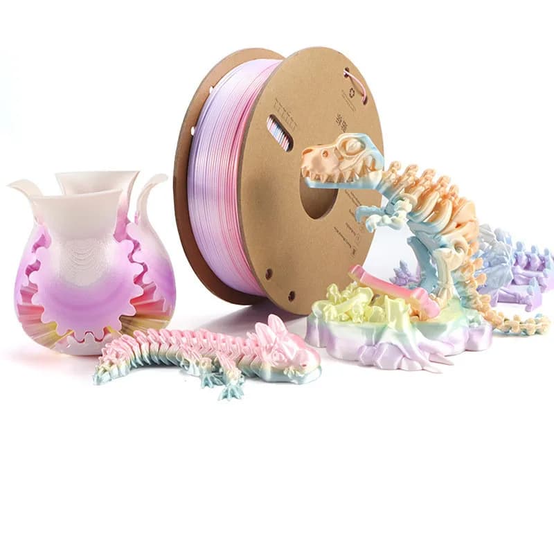 Filamento PLA Opaco Arcobaleno, PLA Seta Arcobaleno, Filamento Multicolore Sfumato per Stampa 3D