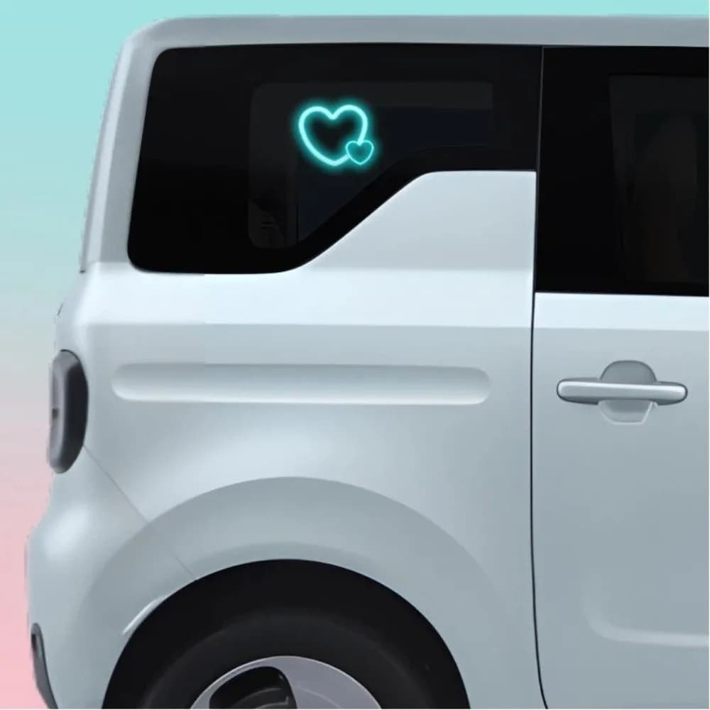 Solar Powered Car Neon Lights Wiring Free Suction Cup LED Ambient Lights Heart-shaped USB Rechargeable