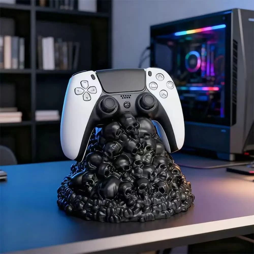 Supporto per controller da gioco Dark Gothic Skull, adatto per controller Ps4, Ps5 e Ns Pro, base espositiva singola per controller da gioco, accessorio da scrivania per gaming, supporto per controller da gioco, supporto per telecomando da gioco, decorazione per il gioco, accessori per giocatori