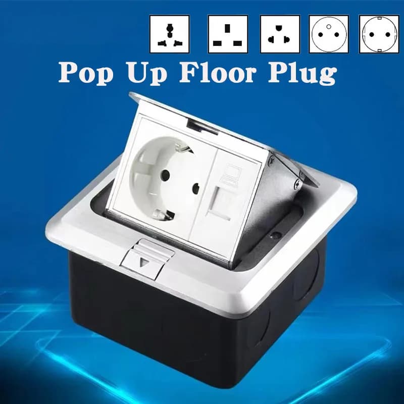 Presa da pavimento Pop-Up da 100mm * 100mm adattatore per spina EU/FR/UK/UN presa da appoggio nascosta coperture per prese da pavimento scatola RJ45 16A presa di corrente
