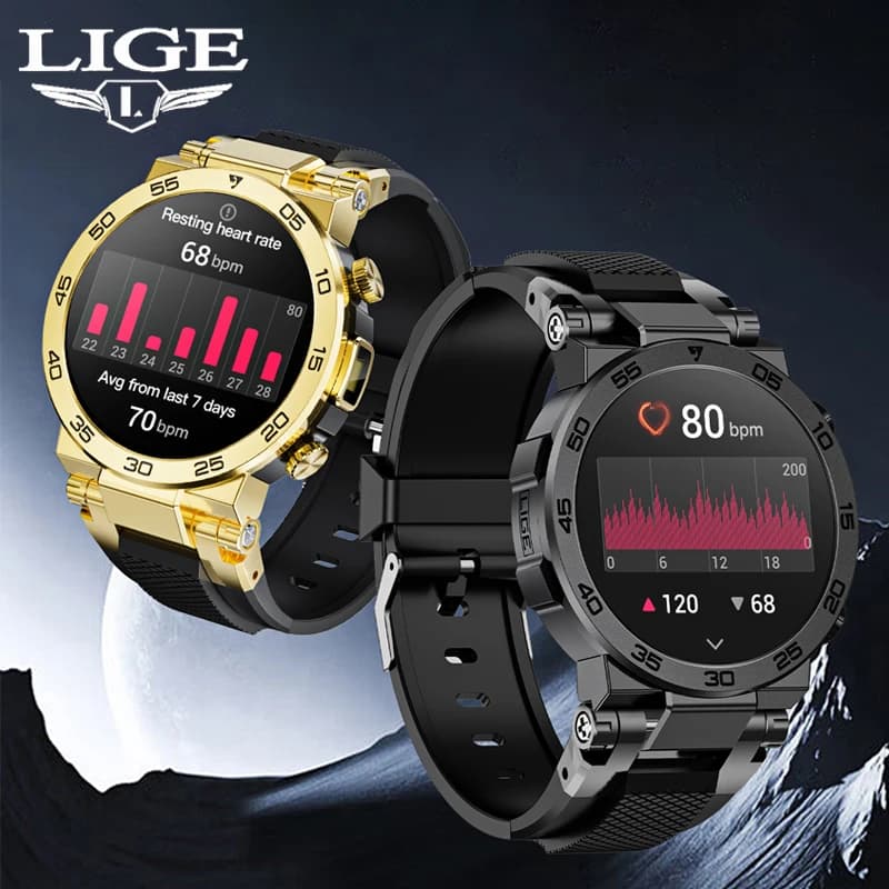 LIGE Sfondi personalizzabili Smart Watch Uomo Outdoor SmartWatch Torcia a LED Chiamata Bluetooth 100 + Sport Smartwatch Impermeabile