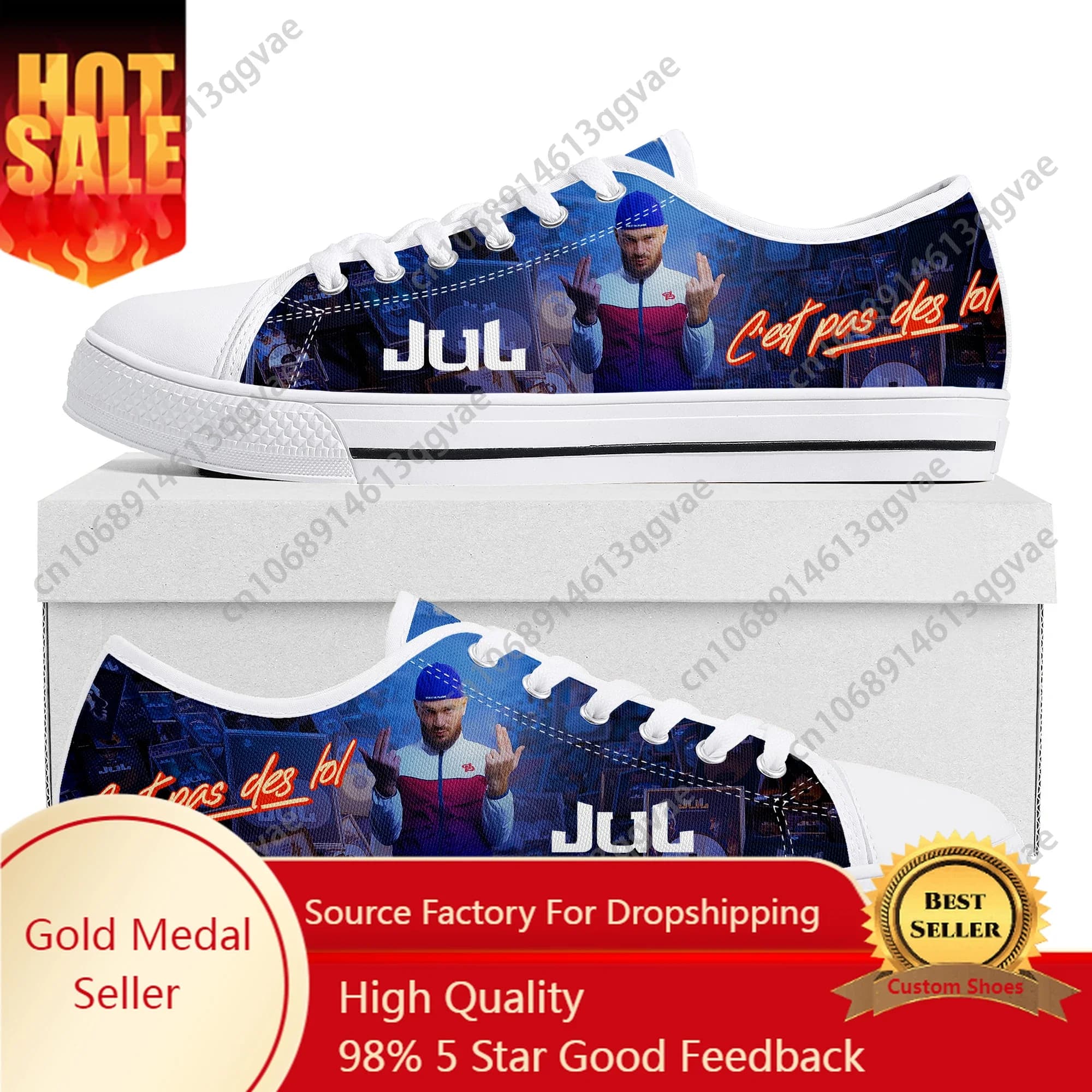 Rapper JUL C'est Pas Des Lol Julien Mari Low Top Sneakers Womens Mens Teenager High Quality Custom Canvas Sneaker Couple Shoe