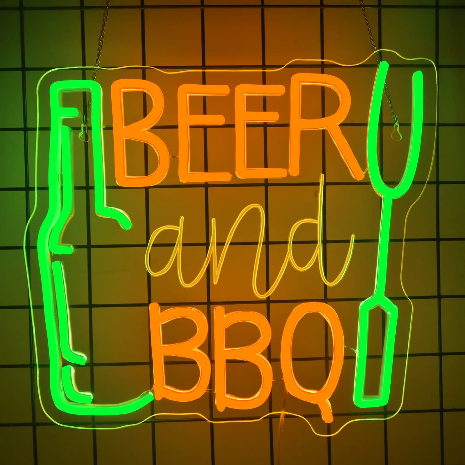 Insegna al neon per birra e barbecue, insegna a LED dimmerabile, decorazione da appendere a parete, per negozi, cucina, sala da pranzo, casa, bar, regali di arte della parete