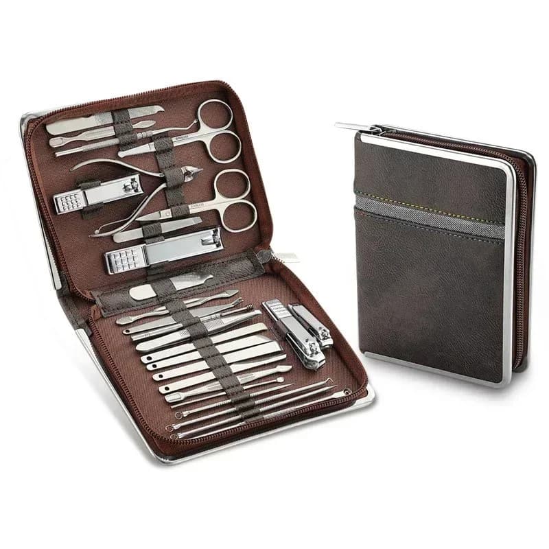 11-26 Pcs Professional Stainless Steel Nail Clippers Manicure Set Cutter Scissor Cuticle Nipper Nail Tools Set Travel Case Kit