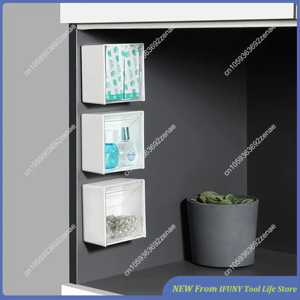 Transparent Adhesive Small Object Storage Box Multifunctional Organizer Storage Box For Home New