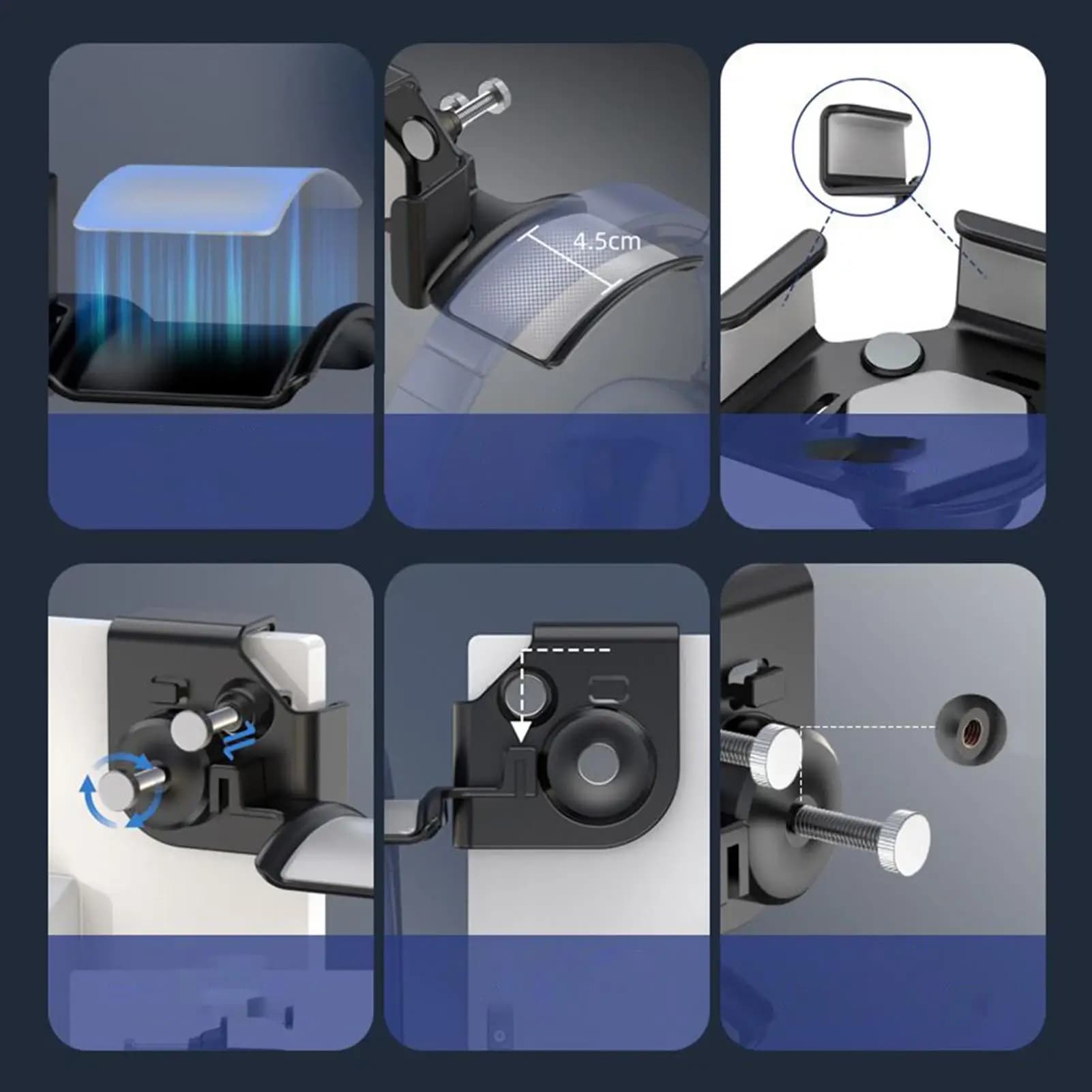 Support for monitor headphones, adjustable, with clip, monitor headphone appendages, PC and computer accessories