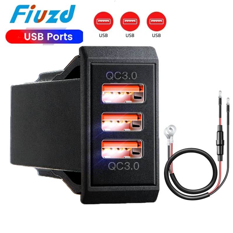 Power socket for car 12v Quick charge 3.0 Adapter for USB fast car charger for truck 12v 24v Moto RV Marine Boat