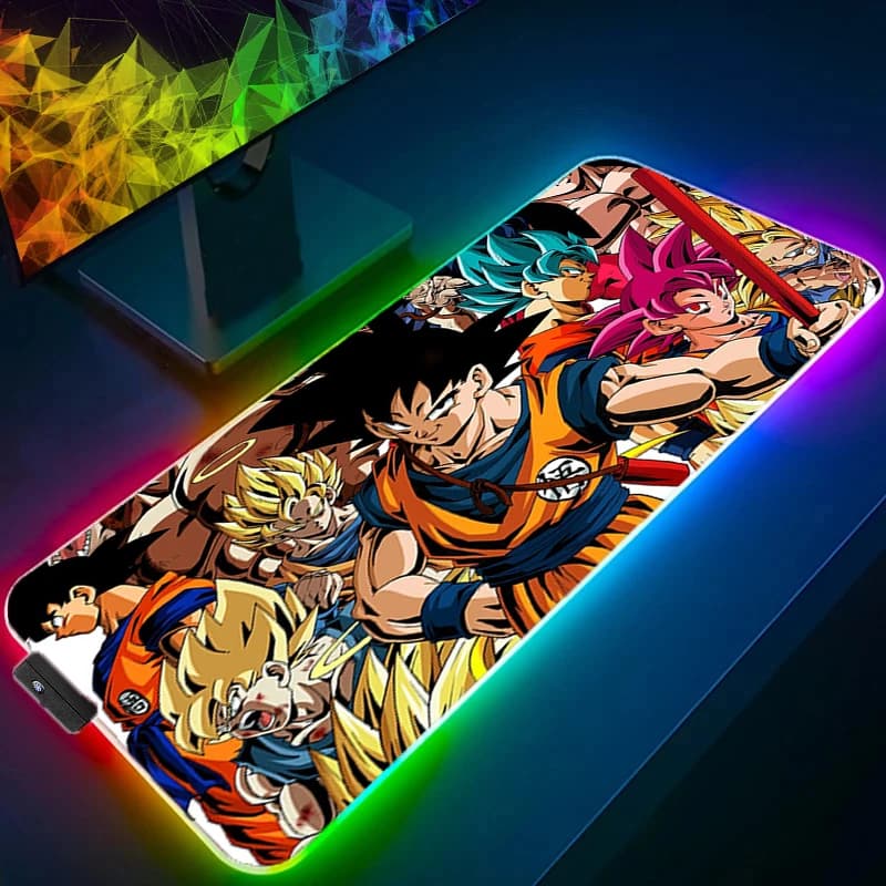 Tappetino per mouse RGB grande Dragon Ball Z DBZ, tappetino per tastiera LED per gamer, tappetino per mouse per PC, tappetino da scrivania per computer, tappetino da gioco retroilluminato per LOL