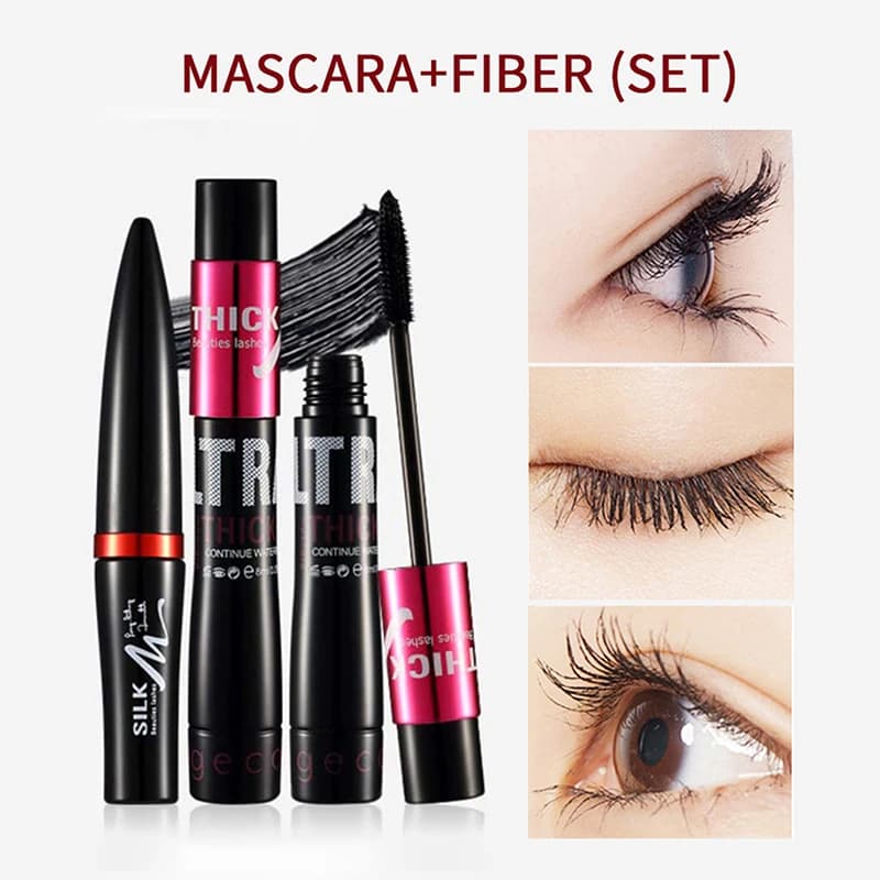 Gecomo Silk Fiber Mascara Set - Waterproof 24H, Anti-sweeping, Moisturizing, Extension, Without Grumi