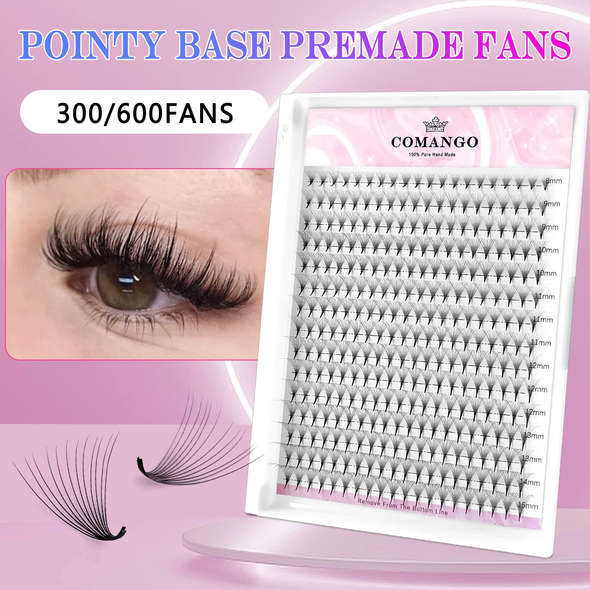 CoMango Premade Volume Fans Sharp stretto stelo russo Extension ciglia visone estensione ciglia tutte le dimensioni vassoio ciglia finte