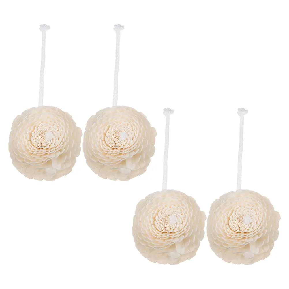 4 Pezzi Diffusori in Legno con Fiori Naturali di Sola e Corda di Cotone, Ricarica per Oli Essenziali, Aromaterapia, Decorazione per Casa e Ufficio