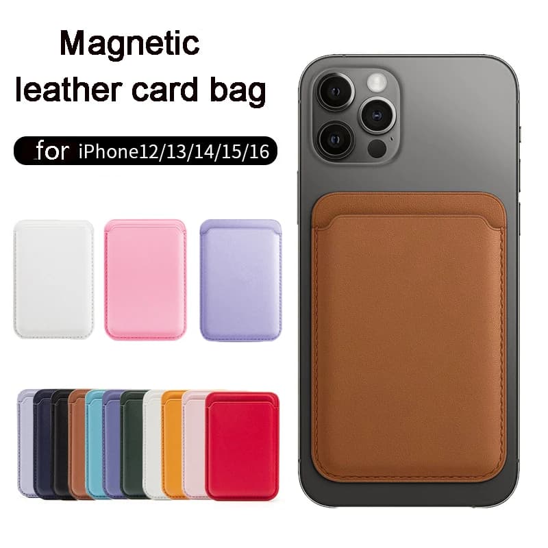 Nuovo supporto magnetico per telefono con porta carte di credito in pelle per Magsafe per iPhone 15 14 13 Pro Max Mac Staffa per telefono con supporto sicuro