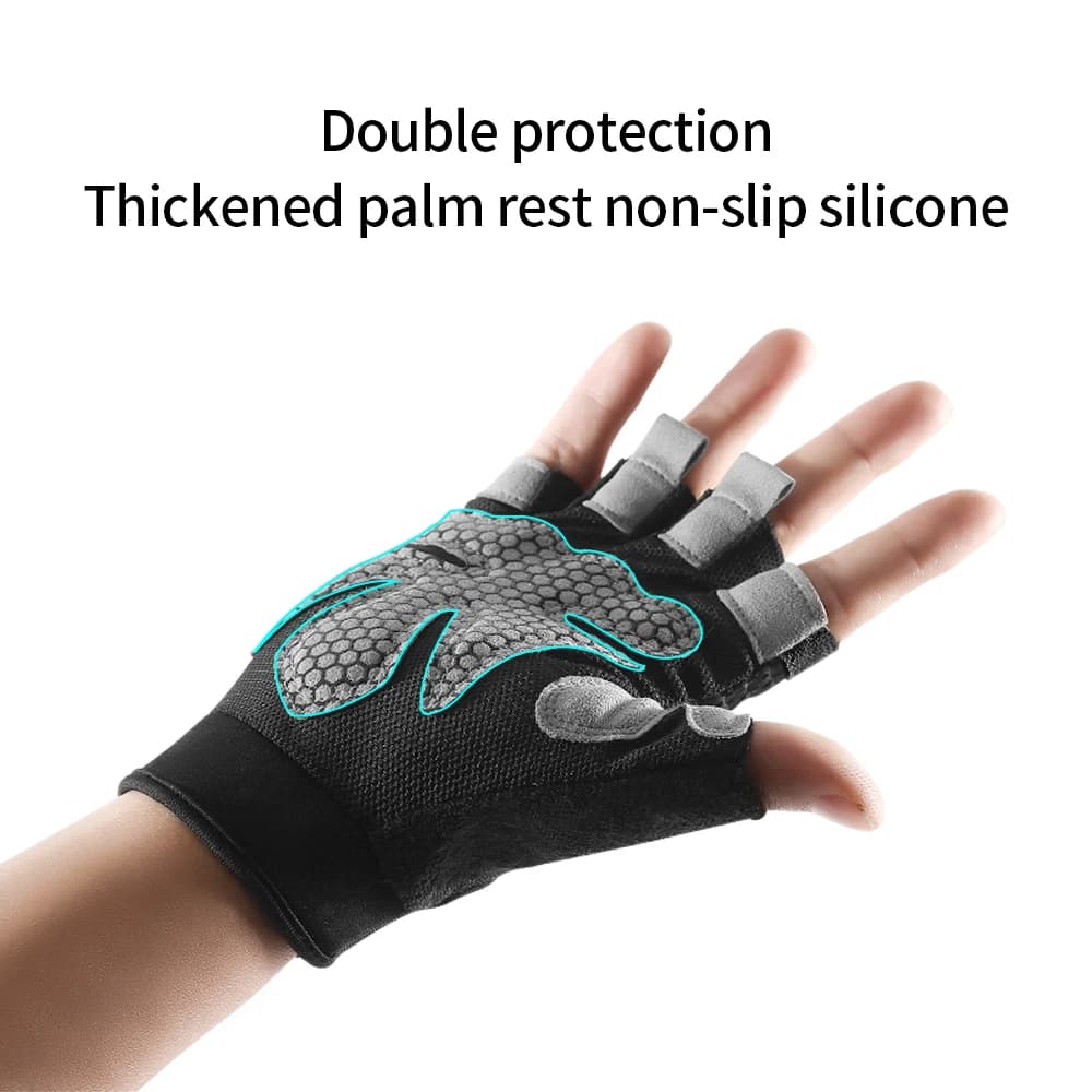 Gloves half fingers Fitness Gym Anti-slip Woman Man Gloves with Gel Padding Gym Cycling Gloves without finger Bicycle Accessories