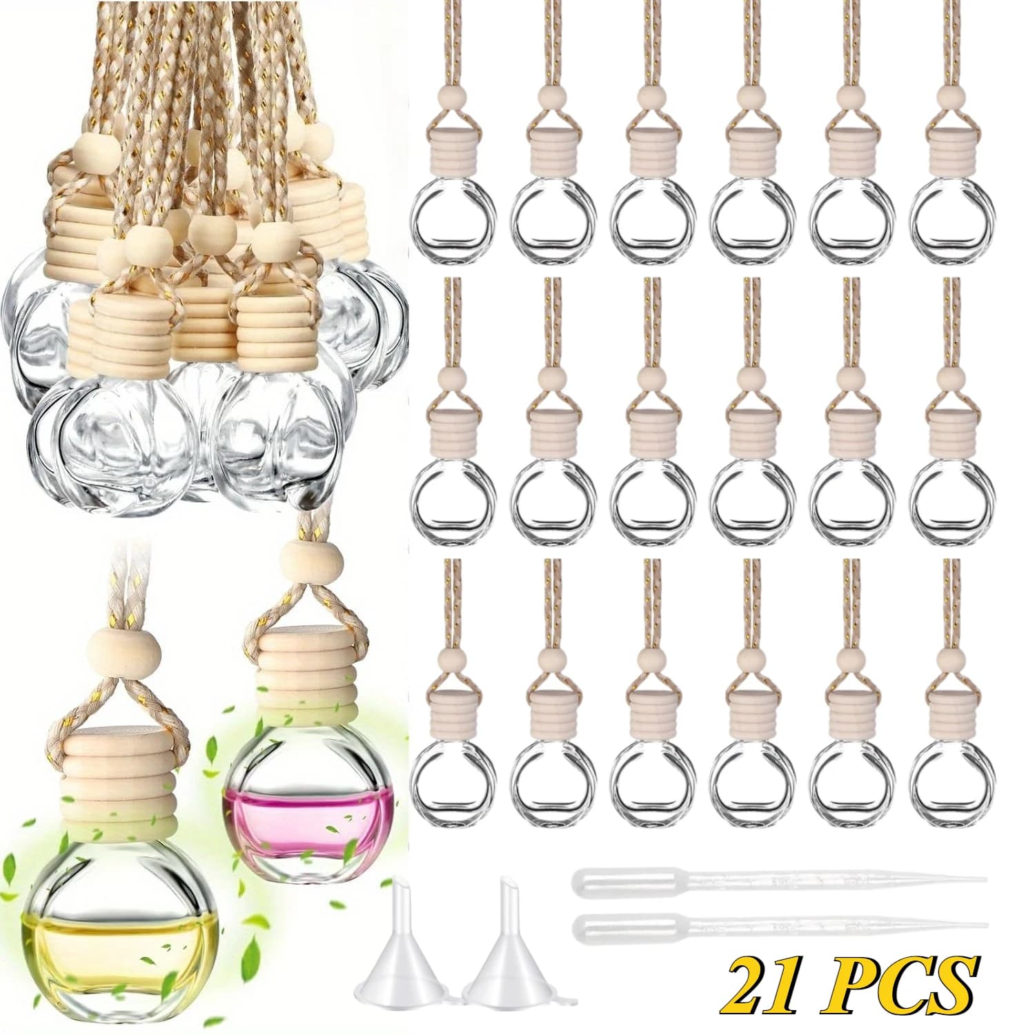 21 pcs car diffuser bottle hanging deodorant for auto deodorant for vacuum environments perfume diffuser for auto bottle reusable perfume (8 ml)
