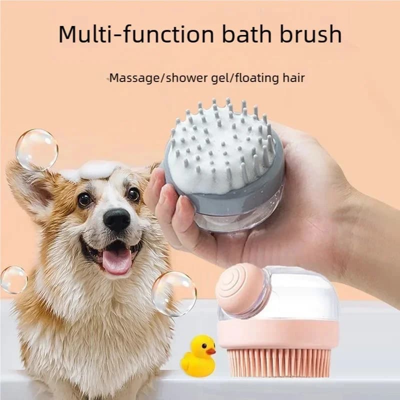1PC Soft Silicone Pet Bath Brush for Dogs And Cats with Shampoo Dispenser Gentle Massage Grooming Tool for Hair And Fur Cleaning
