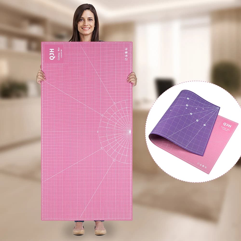 1pc 120*60cm long cutting mat, PVC material tabletop protector pad, double-sided in pink and purple colors, DIY Self-healing Pad