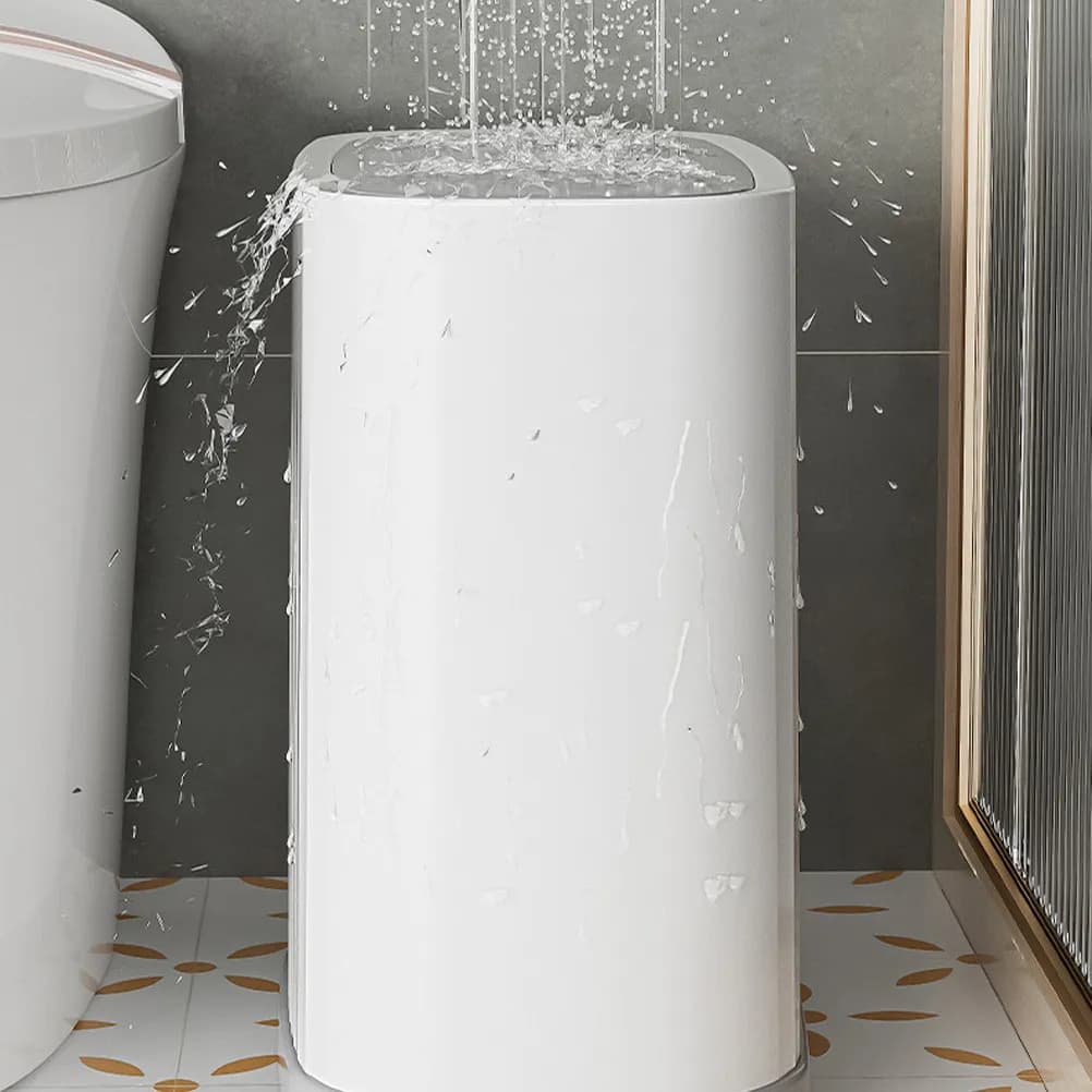 Cestino per Rifiuti in Plastica con Coperchio a Pressione, Contenitore Sottile per Spazzatura, Bidone per Bagno, Cucina, Camera da Letto, Pattumiera Coperta