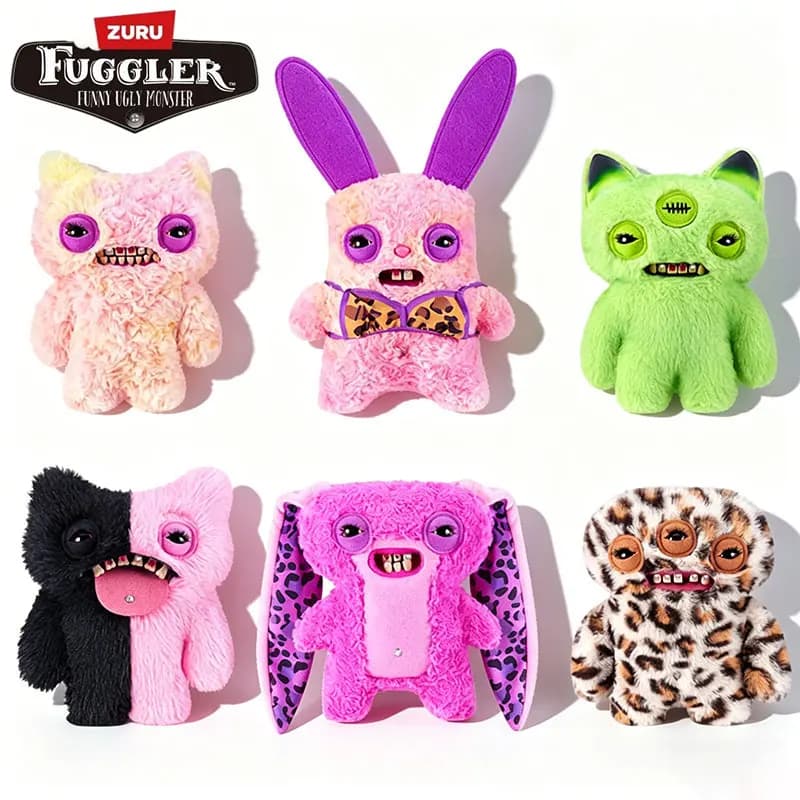 Peluche Originali Fuggler Baddies da 22 cm, Divertenti Mostri con Denti Stravaganti, Bambole con Stampa Leopardata, Morbidi Animali di Peluche, Giocattoli per Bambine, Regalo