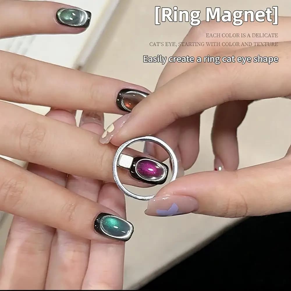 1/2 Pezzi Magnete per Nail Art a Occhio di Gatto a Forma di Foro Nero, Anello Cavo Magnetico per Unghie, Bastoncino Magnetico per Smalto Gel Magnetico, Strumenti Guida per Manicure tb