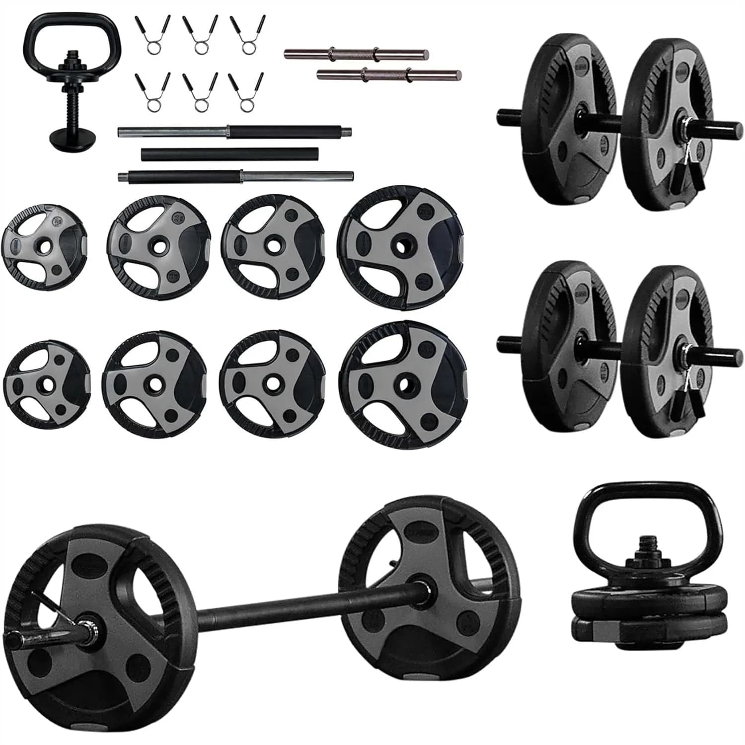 Set di Pesi Regolabili per Palestra Domestica - Opzioni con Bilanciere, Manubri e Kettlebell