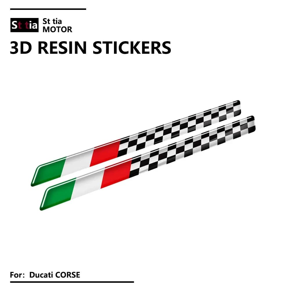 Logo riflettente in resina 3D Casco Moto Motocross Decalcomanie per moto Adesivi bandiera italiana per Ducati CORSE