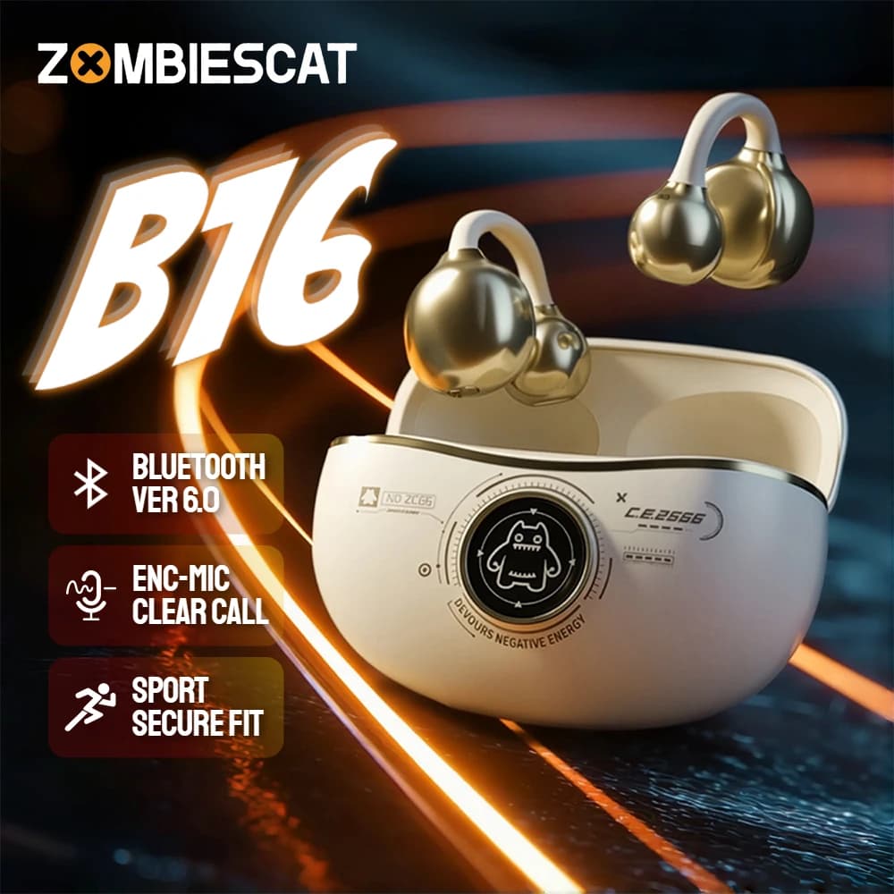 Zombiescat B16 OWS Auricolari con clip per orecchio Suono stereo HiFi Bluetooth 6.0 Cuffia wireless ENC Chiamata chiara TWS Auricolari wireless