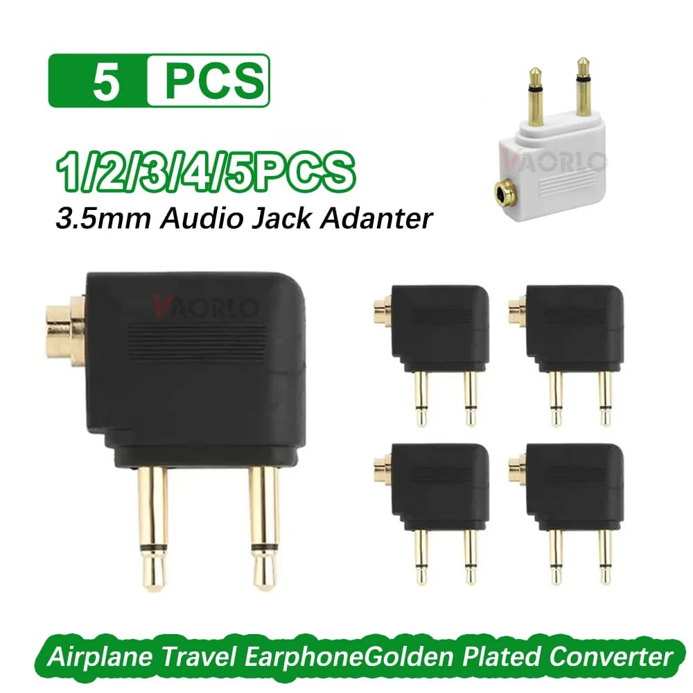 1-5 pz/lotto Doppio 3.5mm Spina Adattatore Jack Audio Convertitore Per Cuffie Adattatore per Compagnia Aerea Aereo Da Viaggio Auricolare connettore