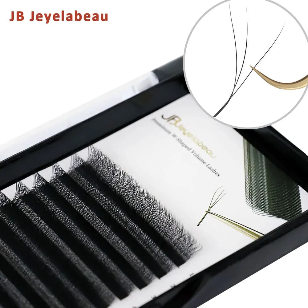W-shaped 3D Eyelash Extension, Professional Silk, W Style, With Wire, C D M L, 0.07/0.10mm, 12 rows, Extension Eyelash For Makeup