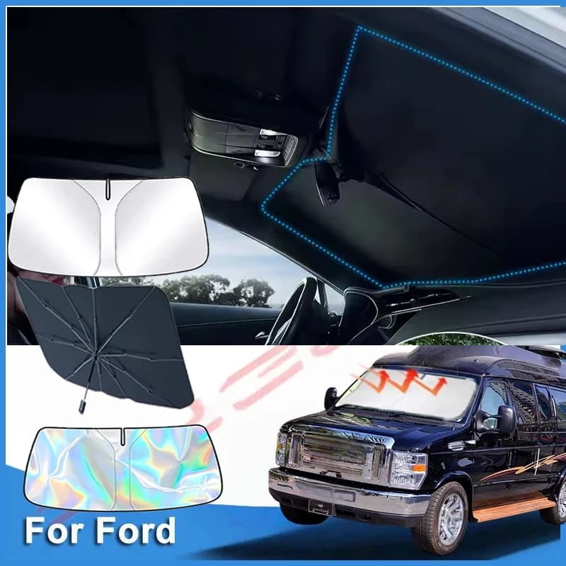 Windshield Sunshade 1992-2025 For Ford Econoline E-Series Van & Motorhome E-150 E-250 E-350 E-450 Sun Shade Blocks UV Rays