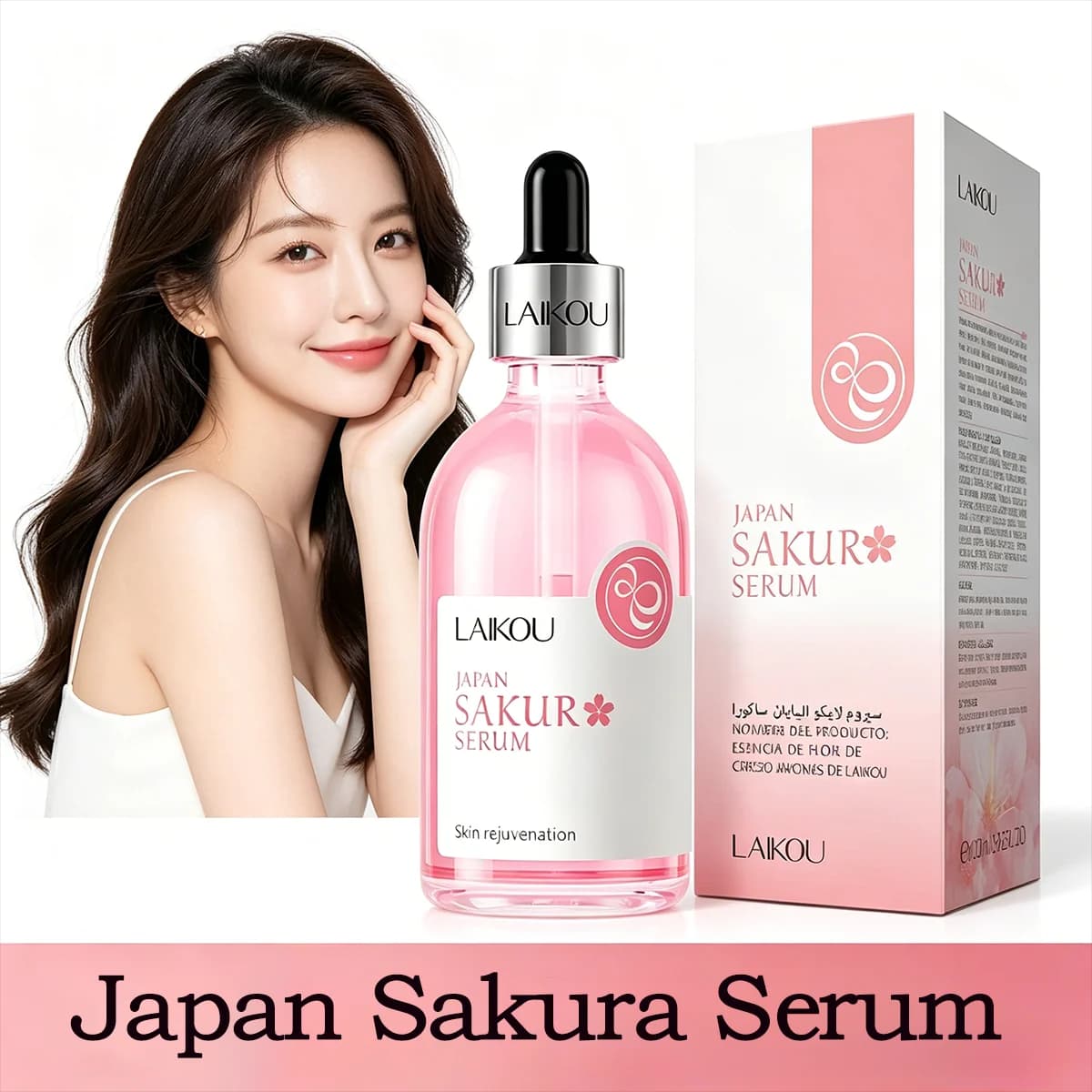 LAIKOU Siero all'Essenza di Sakura e Rosa Idratante Nutriente Riparatore per la Cura della Pelle del Viso 100ml