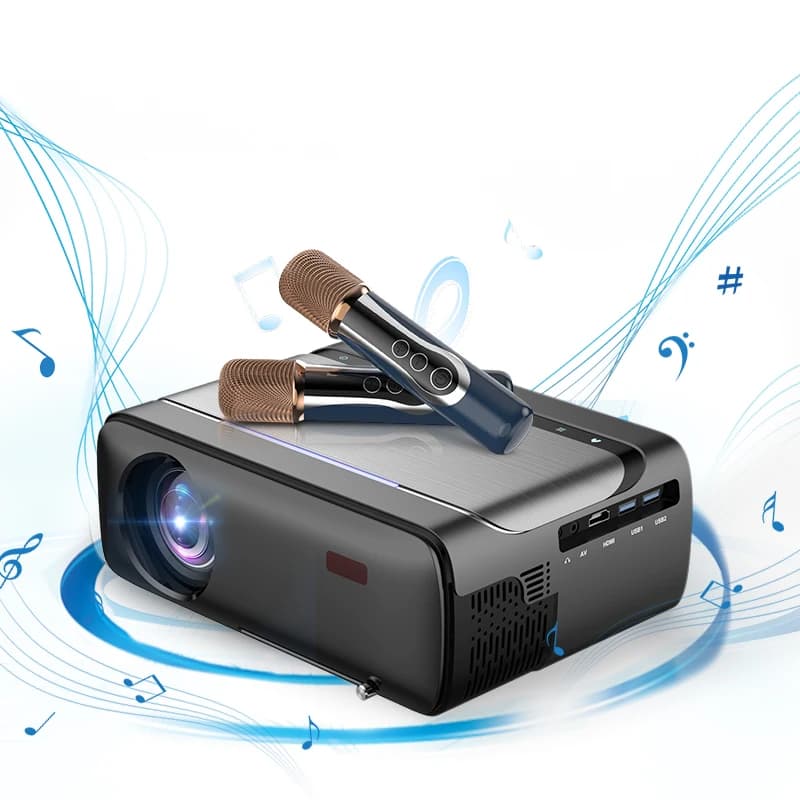 Nuovo Proiettore Karaoke 4K Android 9.0 con 2 Microfoni Wireless, Portatile, 10000 Lumen