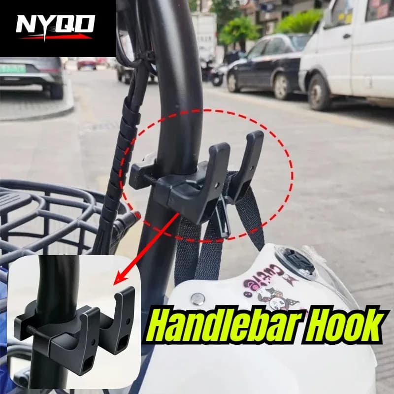 2‑Hooks Motorcycle Handlebar Hook Luggage Bag Hanger Holder for Electric Scooter Bicycle Helmet Storage Accessories