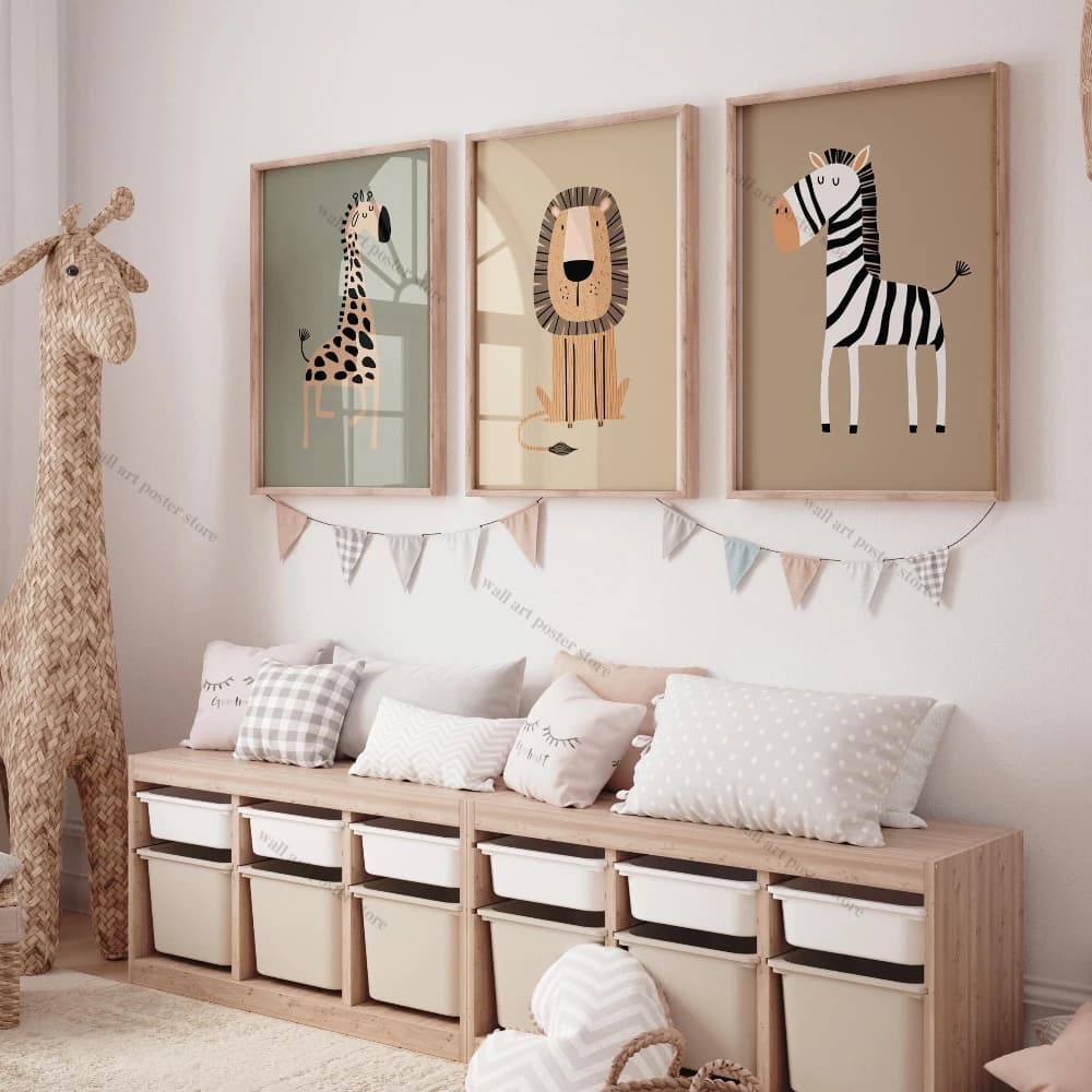 3 pieces Safari Nursery Wall Prints Boho Maternal School Posters Jungle Animal Nursery Art Animal Nursery Decor Animal Prints Gift