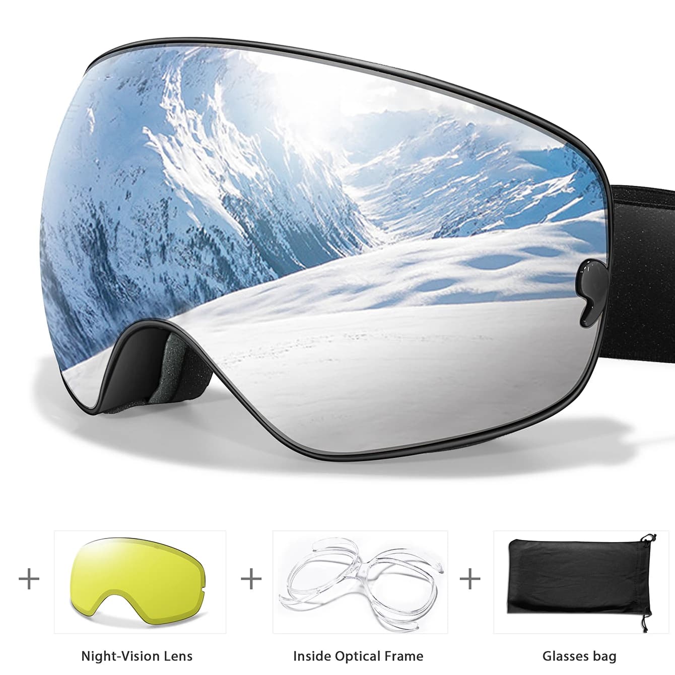 Occhiali da sci da neve Doppi strati Spugna Occhiali antiappannamento UV400 Sport all'aria aperta Snowboard Motoslitta Occhiali Regali