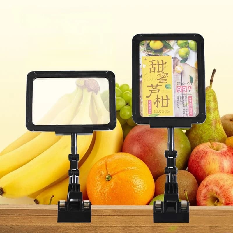 5 Pezzi A5 Supporto per Cartello in Plastica Regolabile POP Clip Supermercato Rotante Etichetta del Prezzo Etichetta della Carta Cornice per Poster Pubblicitario