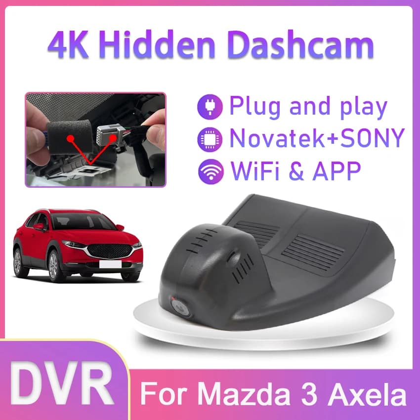 Videoregistratore DVR per auto UHD 2160P Plug and Play, installazione facile, Wi-Fi, specifico per Mazda 3 Axela 2020 2021 2022