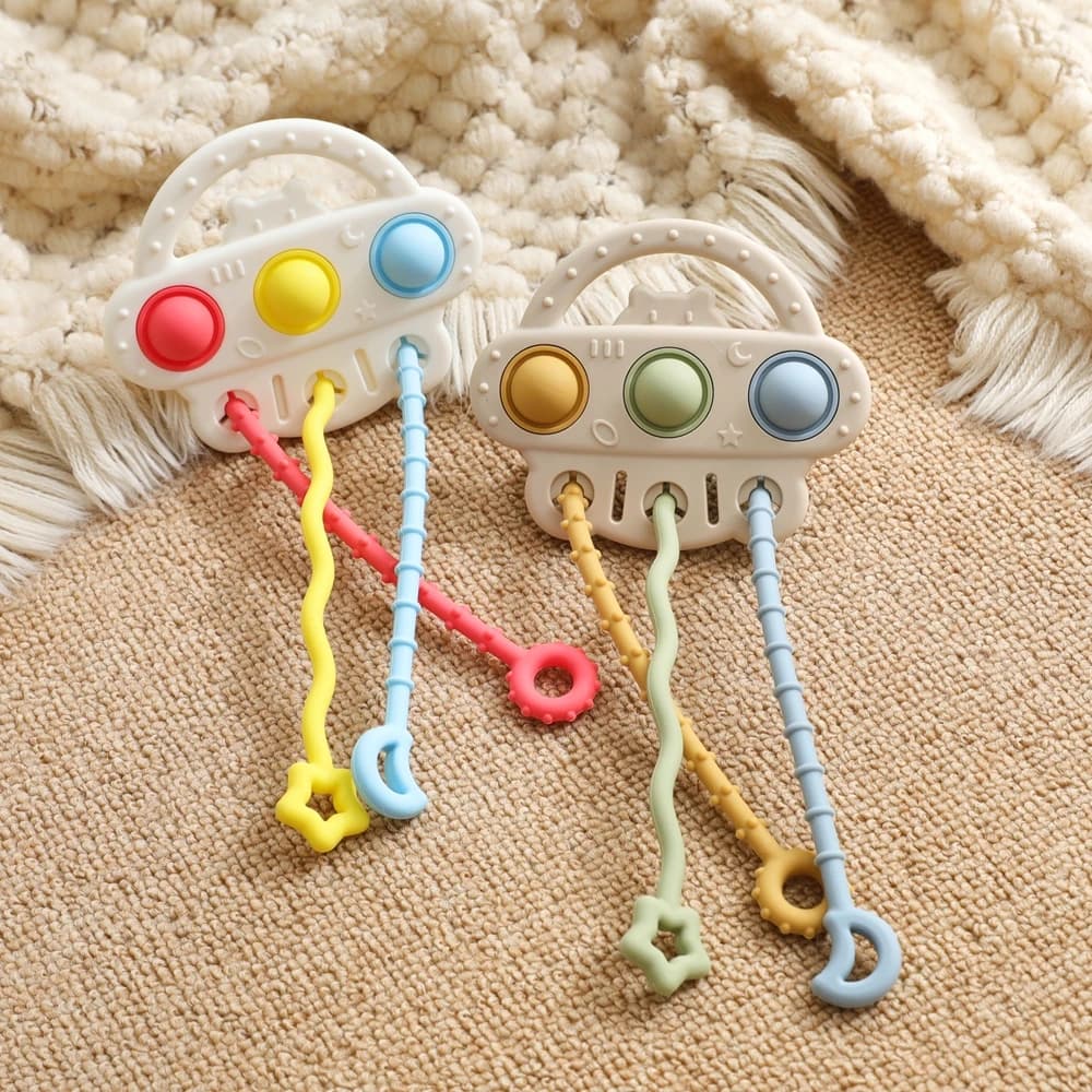 Massaggiagengive per bambini NO BPA Giocattoli per il movimento delle dita del bambino Afferrare e tirare Gioco di esercizi Tocco sensoriale Giocattoli per la dentizione Regalo per i neonati