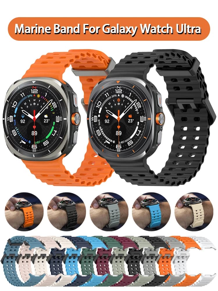 Cinturino marino per Samsung Galaxy Watch ultra Cinturino 47mm Accessori Bracciale sportivo in silicone correa Galaxy Watch Ultra Marine Band