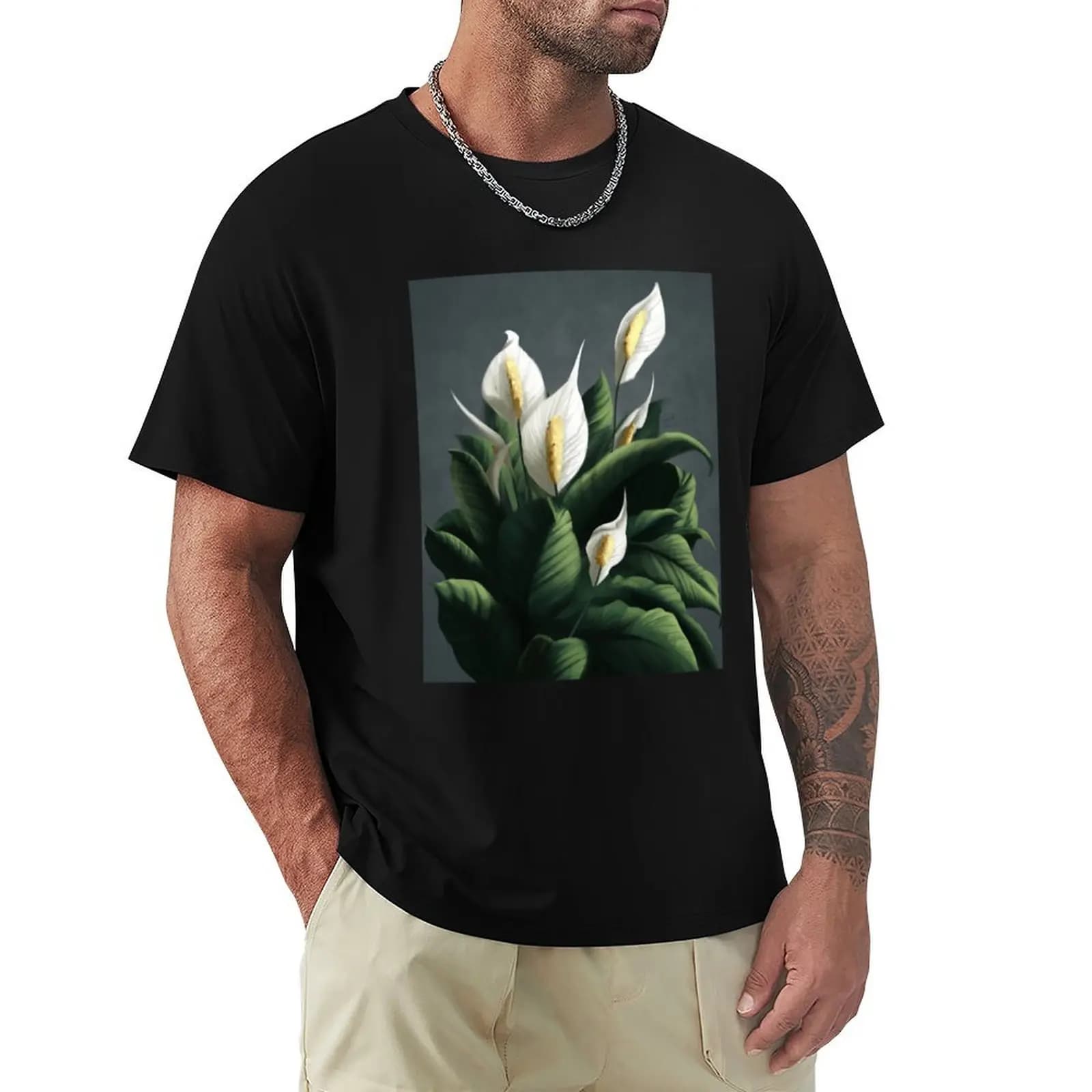 T-shirt Peace Lily / Spathiphyllum T-shirt a maniche corte di grandi dimensioni