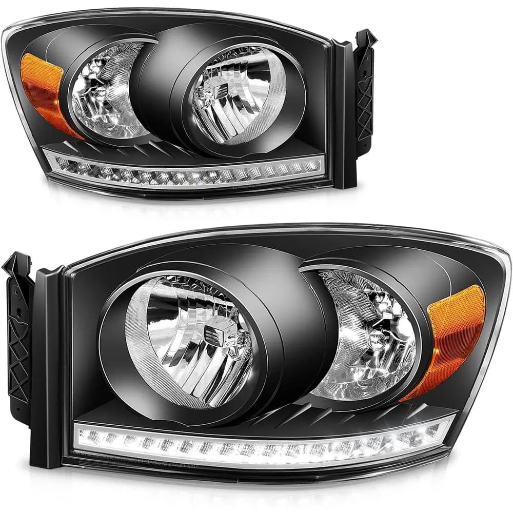 Gruppo Fari LED DRL Compatibile con Dodge Ram 1500 2500 3500 2006-2009, Fari Sostitutivi Lato Guida e Passeggero