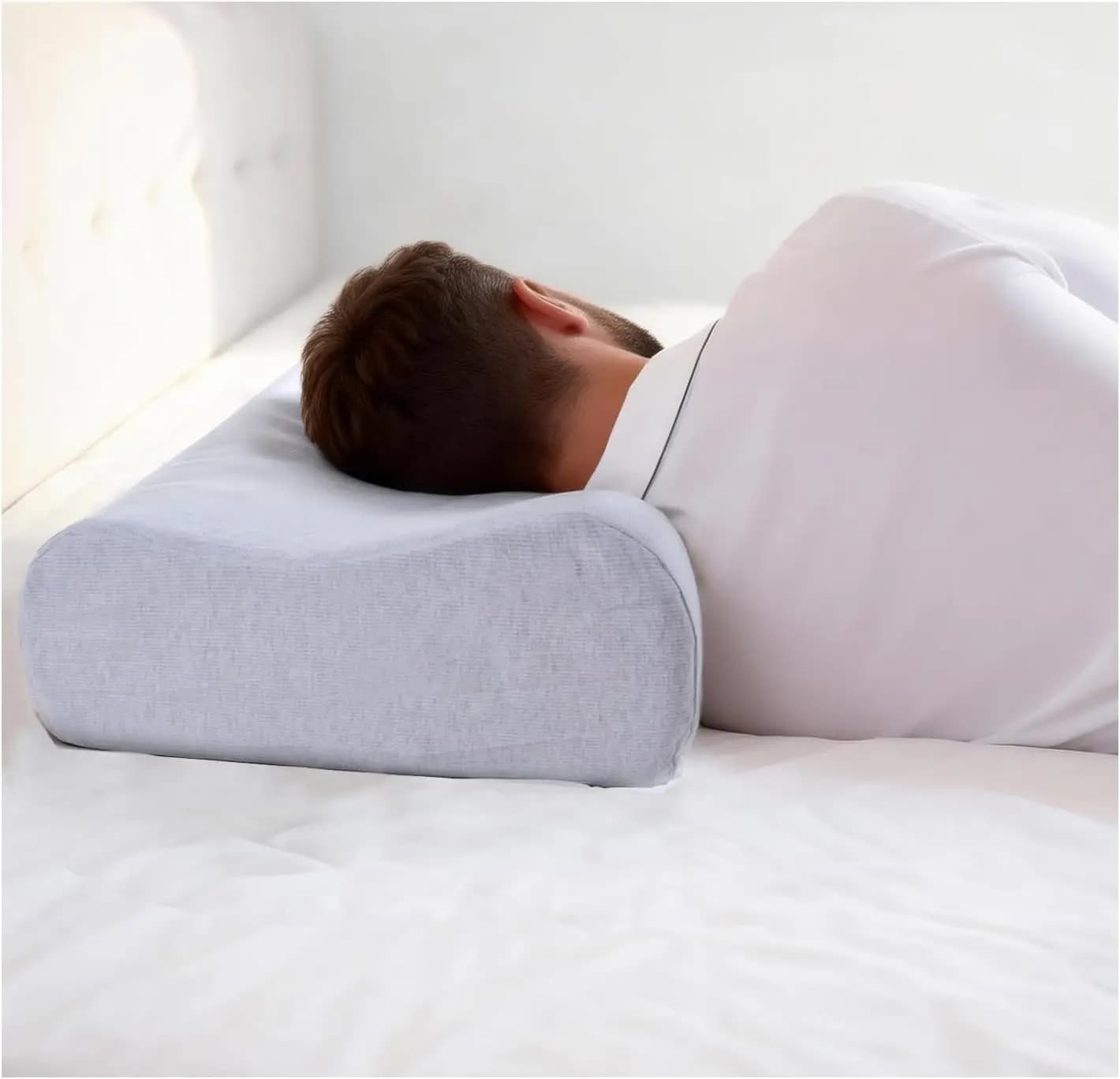 Cuscino Ergonomico in Lattice per Alleviare il Dolore al Collo, Supporto Sagomato per Chi Dorme su un Fianco o sulla Schiena, 4.7/5.5 Pollici