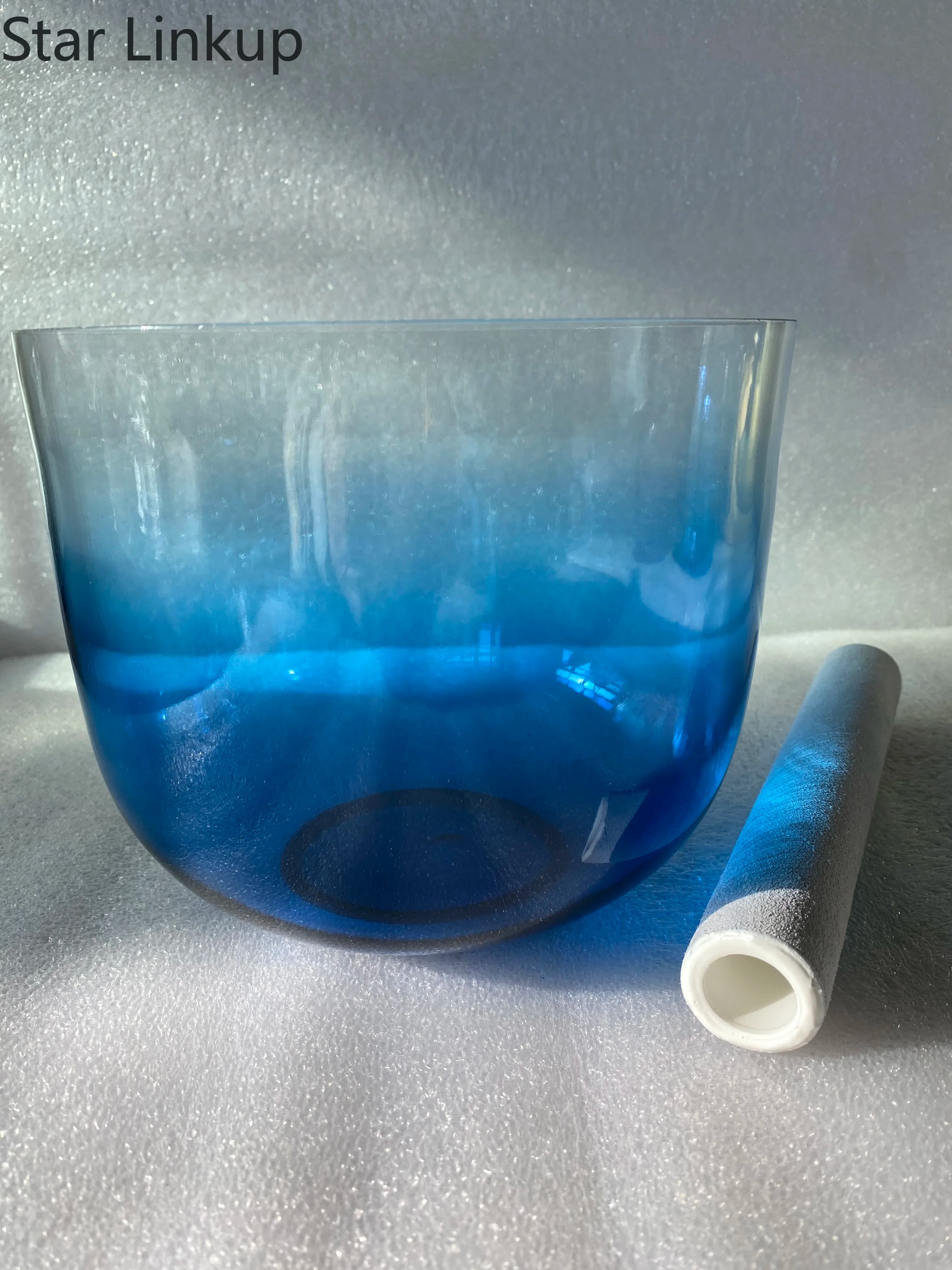 Star Linkup 6" 432HZ Cosmic Light Pearl White Alchemy Crystal Singing Bowl Sound Healing Yoga Instrument 3rd octave A NOTE Third Eyes chakra or A# or G or G# note light blue crystal singing bowl gradient indigo color 432Hz