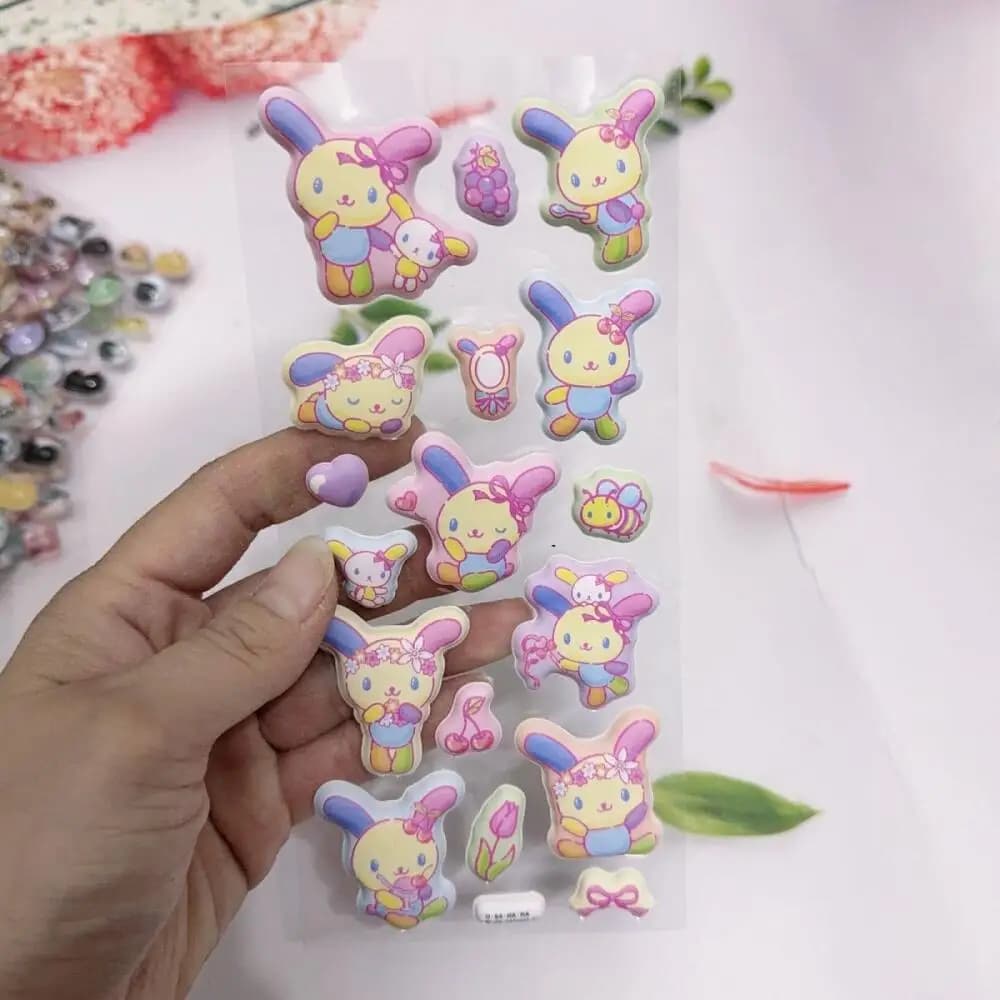 Wall decals three-dimensional cotton Bubble Sanrio Usahana, Decorations for Glasses, Cover for Telephones, Squares, Birthday Gift for Girls