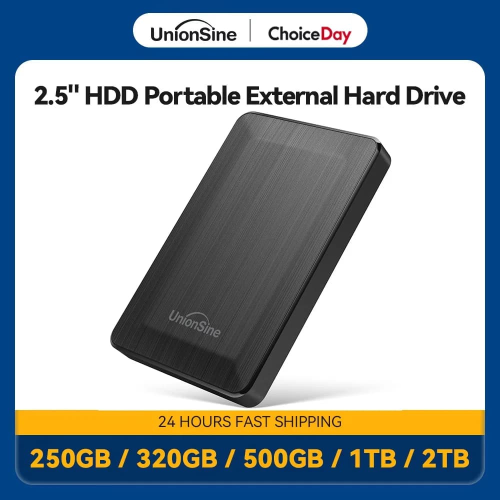 UnionSine Disco rigido esterno portatile da 2,5' USB3.0 con memoria da 250 GB/320 GB/500 GB/1 TB/2 TB compatibile con PC, Mac, desktop, MacBook, PS5