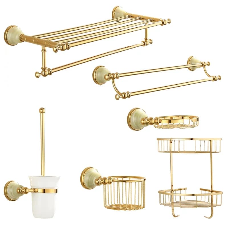Set di accessori da bagno in oro Mensola da bagno in oro, portasciugamani, portasciugamani porta carta, porta scopino set di accessori da bagno