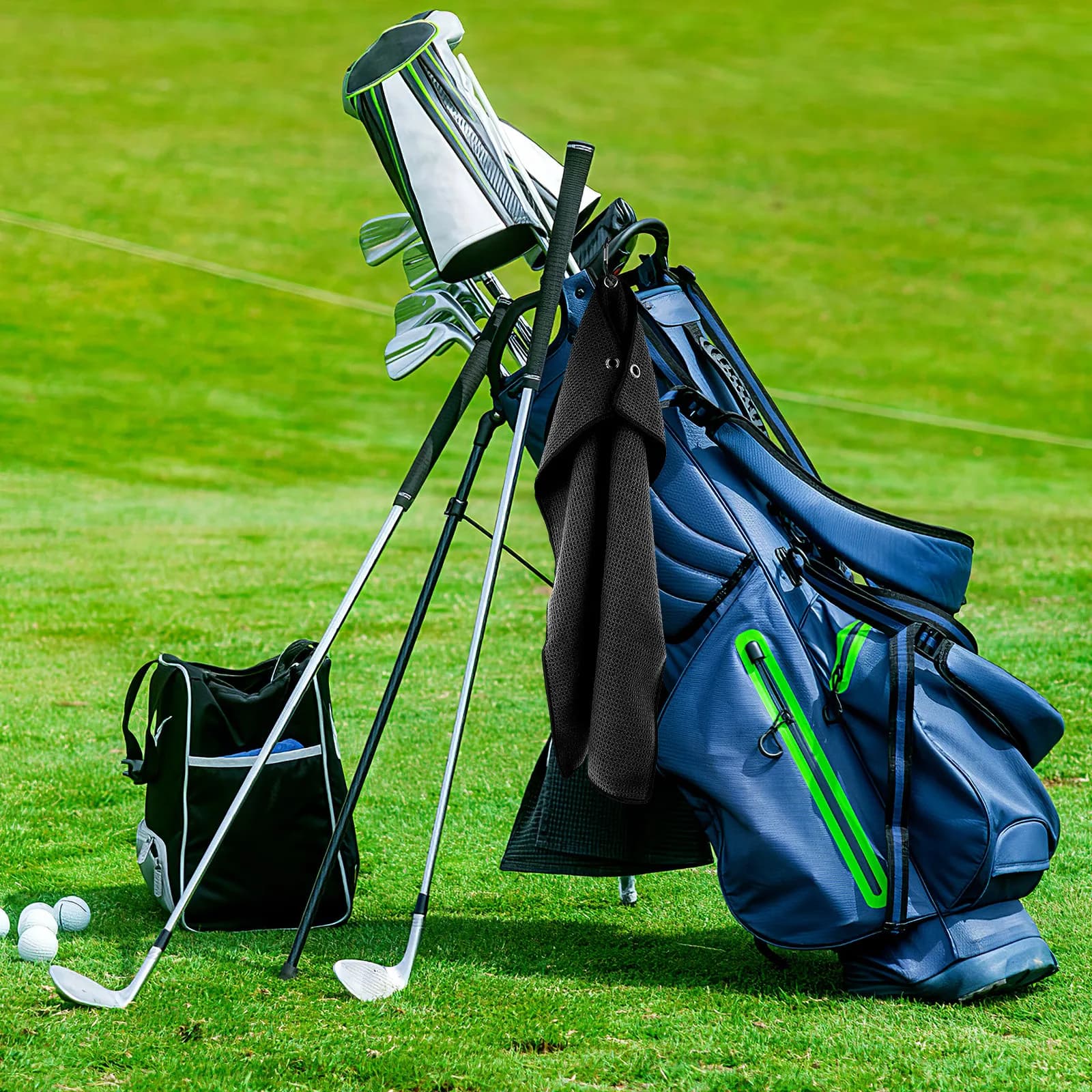 Asciugamano sportivo in microfibra ad asciugatura rapida per golfisti, lavabile, per la pulizia di mazze e palline, con gancio, per uso esterno, accessori da golf
