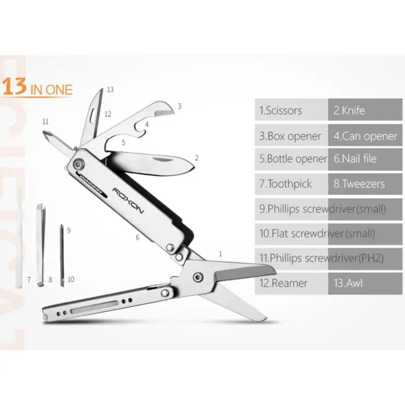 R's M3 Genuine 13 in 1 Mini Multi-Tool EDC Coltello Forbici con Stuzzicadenti Pinzette Pratico Piccolo Multitool Squisito per Esterni