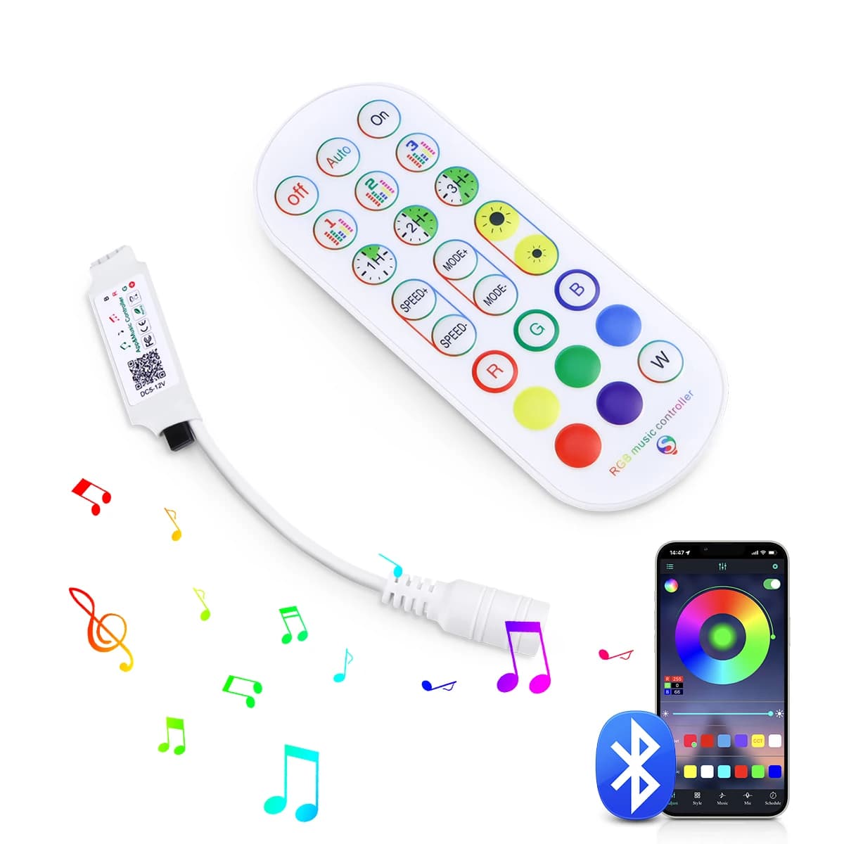 Controller RGB LED Bluetooth intelligente DC12V-24V Interruttore dimmerabile wireless di controllo APP con dimmer LED remoto per luci di striscia RGB