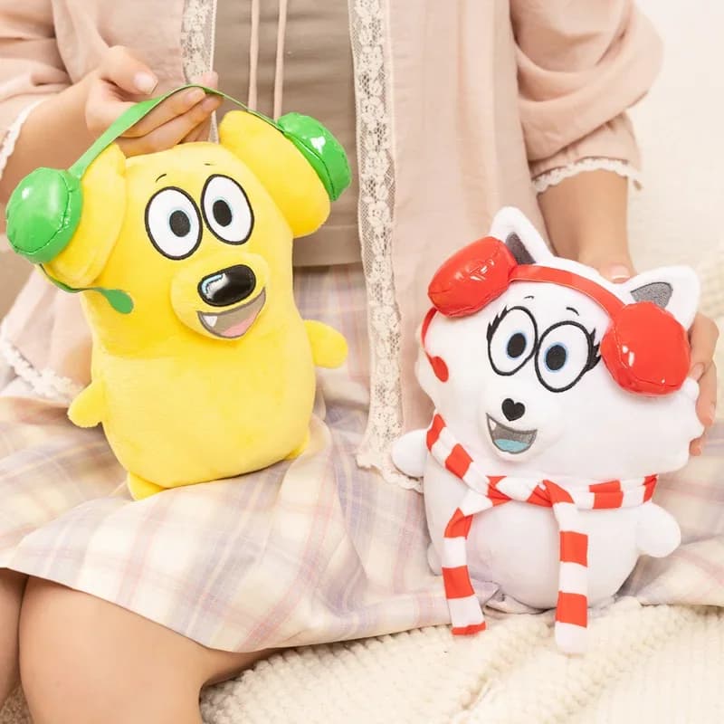 Tyler And Snowy Cartoon Plush Doll Cute Stuffed Animal With Headphones Scarf Desktop Ornament For Office Desk Home Decor Gift