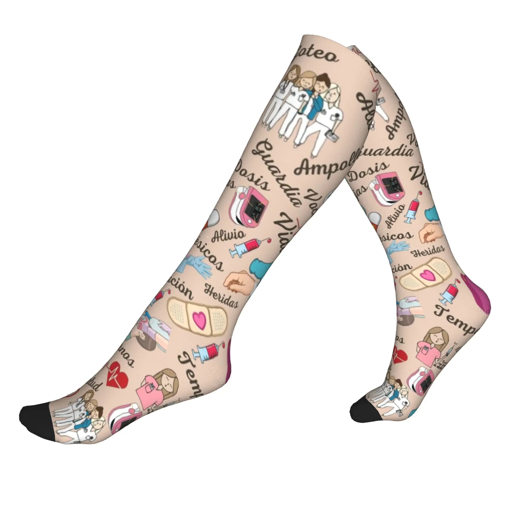 Calze a Compressione Sportive da Uomo con Stampa 3D Originale Unisex, Calze Eleganti per Dottori, Infermieri e Personale Medico